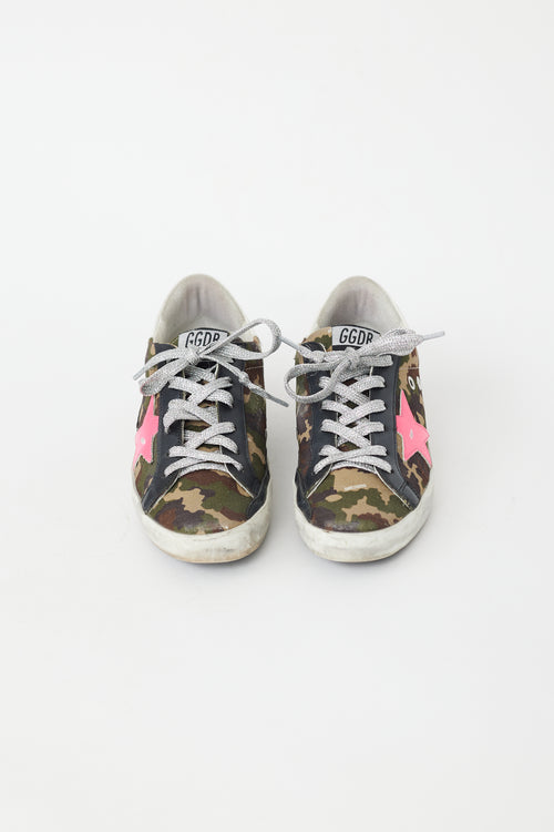 Golden Goose Green & Pink Camo Superstar Sneaker