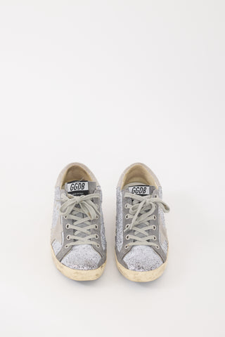Golden Goose Grey Glitter & Suede Superstar Sneaker