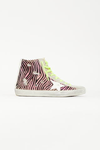 Golden Goose Grey & Pink Textured Francy Sneaker
