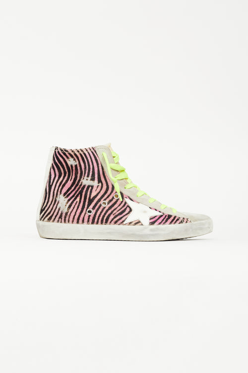Golden Goose Grey & Pink Textured Francy Sneaker