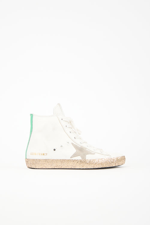 Golden Goose Leather Glitter Francy Sneaker