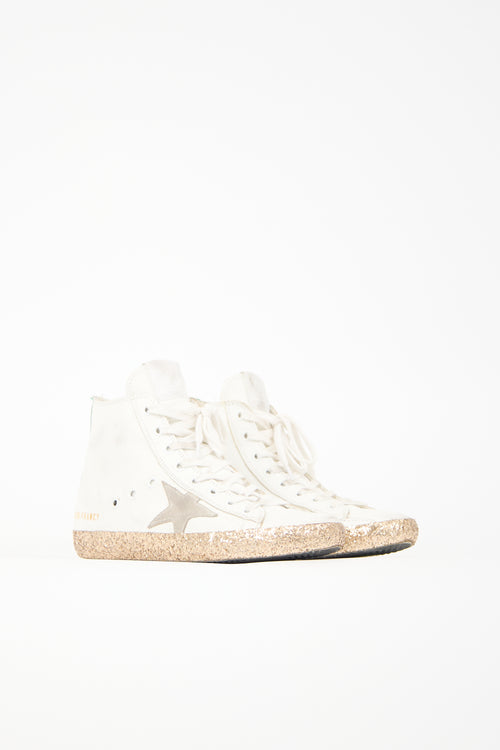 Golden Goose Leather Glitter Francy Sneaker