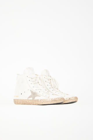 Golden Goose Leather Glitter Francy Sneaker