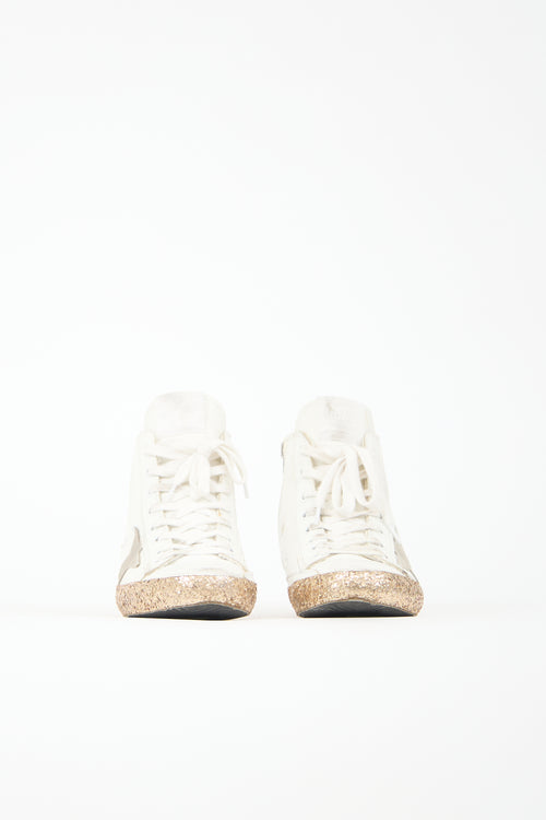 Golden Goose Leather Glitter Francy Sneaker