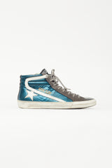 Golden Goose Metallic Blue & Green Slide Sneaker