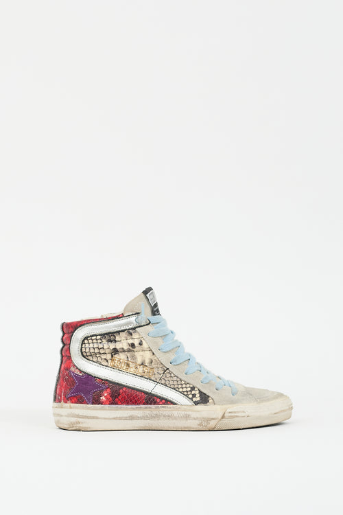 Golden Goose Beige & Multi Suede & Embossed Leather Sneaker