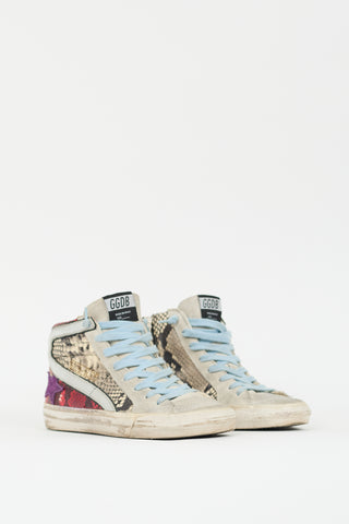 Golden Goose Beige & Multi Suede & Embossed Leather Sneaker