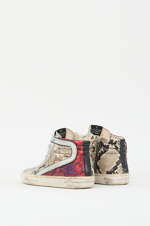 Golden Goose Beige & Multi Suede & Embossed Leather Sneaker