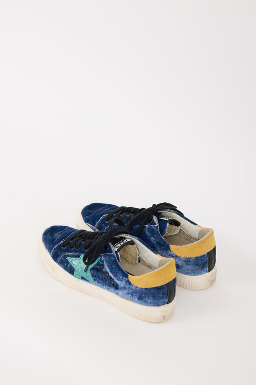 Golden Goose Navy & Multicolour Velvet May Sneaker
