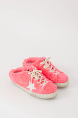 Golden Goose Neon Pink & White Shearling Sabot Sneaker Mule