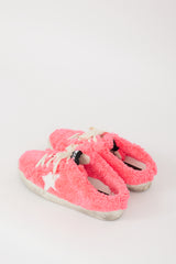 Golden Goose Neon Pink & White Shearling Sabot Sneaker Mule