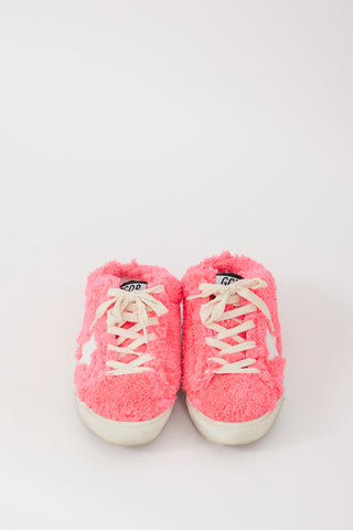 Golden Goose Neon Pink & White Shearling Sabot Sneaker Mule