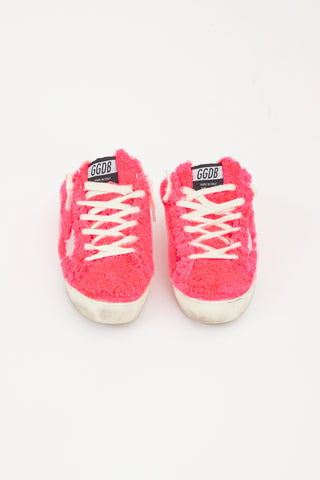 Golden Goose Neon Pink & White Shearling Sabot Sneaker Mule
