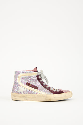 Golden Goose Pink & Burgundy Leather Slide Sneaker