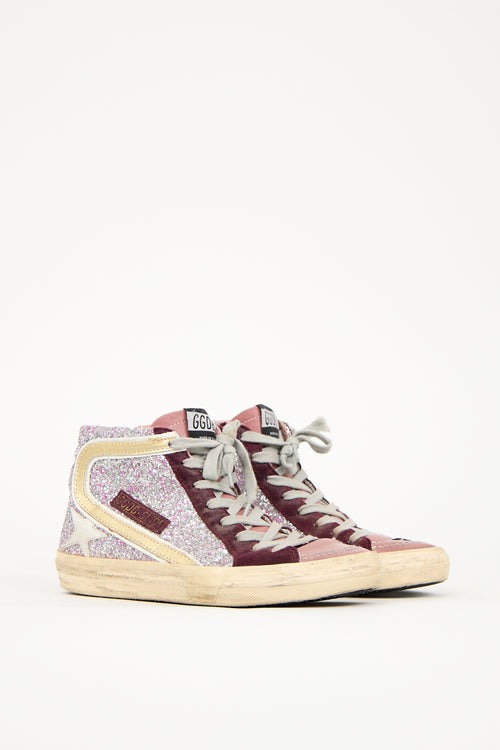 Golden Goose Pink & Burgundy Leather Slide Sneaker