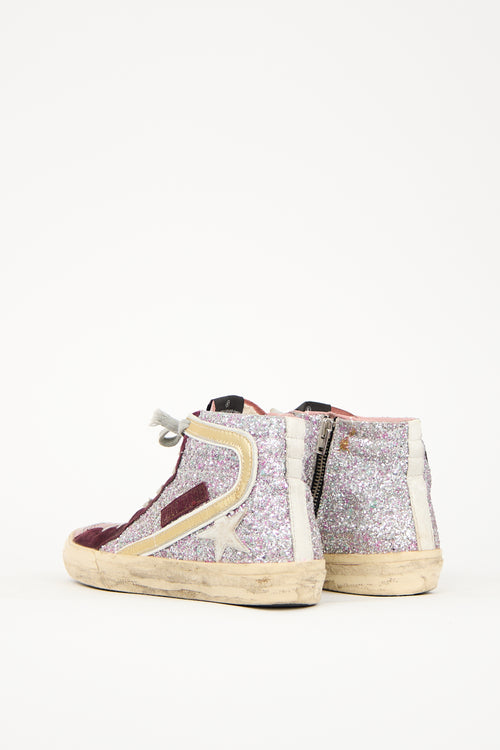 Golden Goose Pink & Burgundy Leather Slide Sneaker