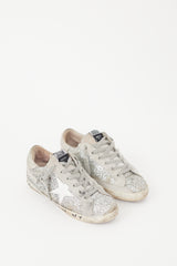 Golden Goose Silver Glitter & Suede Superstar Sneaker