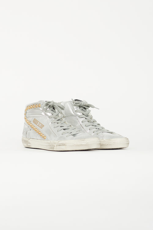 Golden Goose Silver Leather Slide Sneaker