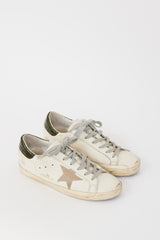 Golden Goose White & Green Leather Superstar Sneaker