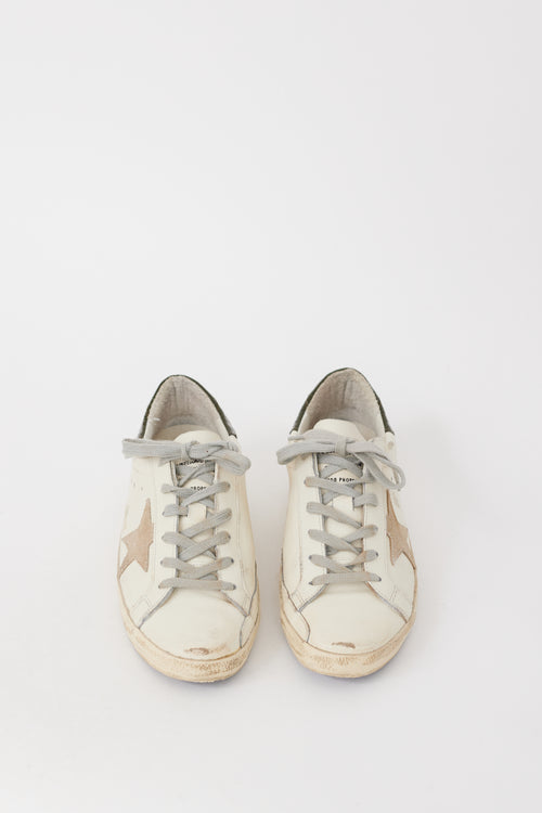 Golden Goose White & Green Leather Superstar Sneaker