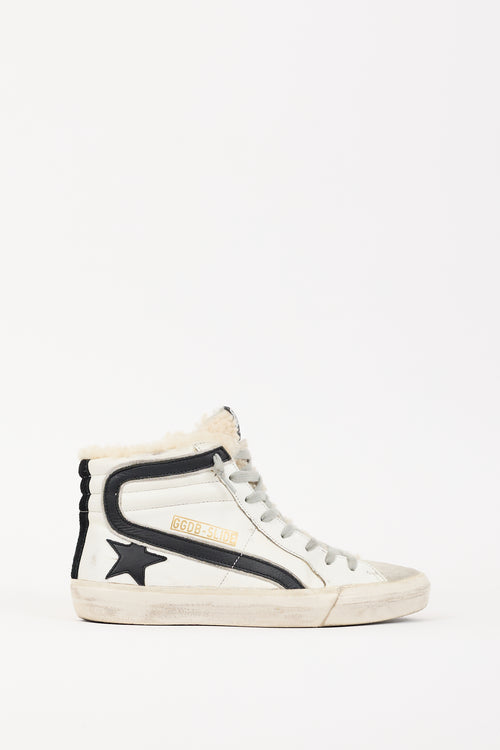 Golden Goose White & Grey Lined Slide High Top Sneaker