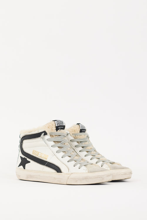 Golden Goose White & Grey Lined Slide High Top Sneaker