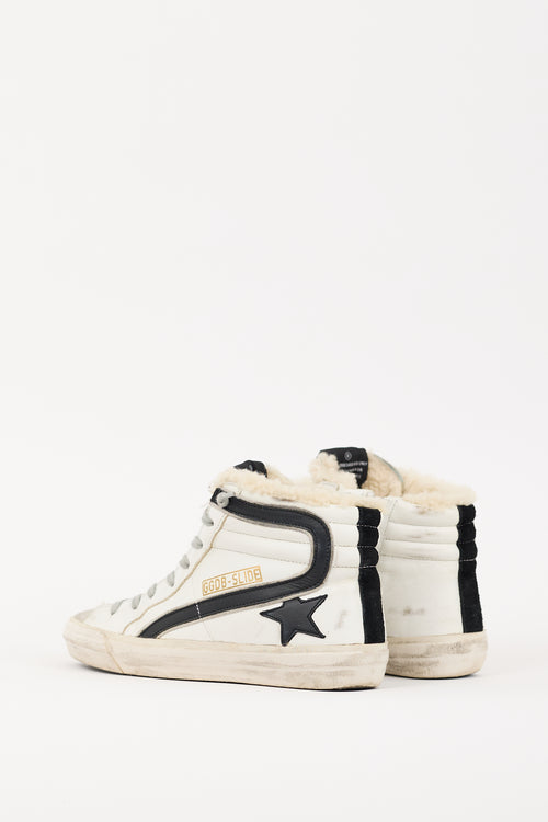 Golden Goose White & Grey Lined Slide High Top Sneaker