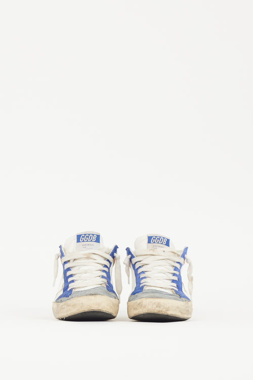 Golden Goose White & Blue Leather Midstar Perforated Sneaker