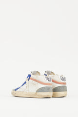 Golden Goose White & Blue Leather Midstar Perforated Sneaker