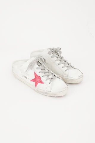 Golden Goose White & Pink Leather Sabot Sneaker Mule