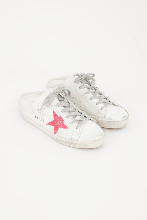 Golden Goose White & Pink Leather Sabot Sneaker Mule