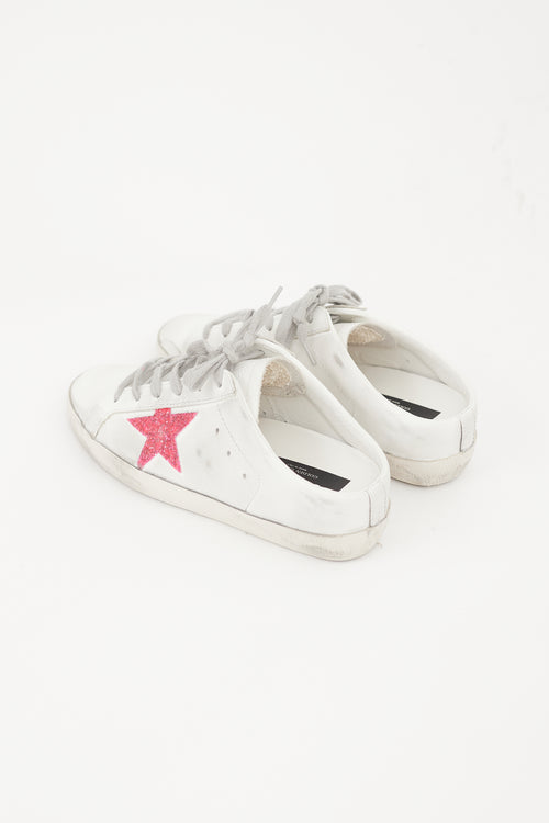 Golden Goose White & Pink Leather Sabot Sneaker Mule