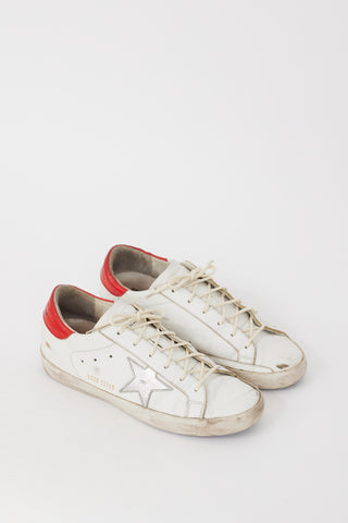 Golden Goose White & Red Leather Superstar Sneaker