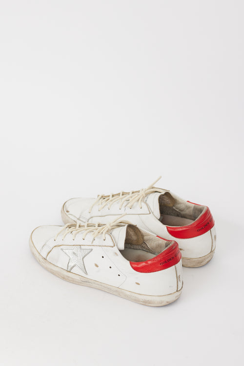 Golden Goose White & Red Leather Superstar Sneaker