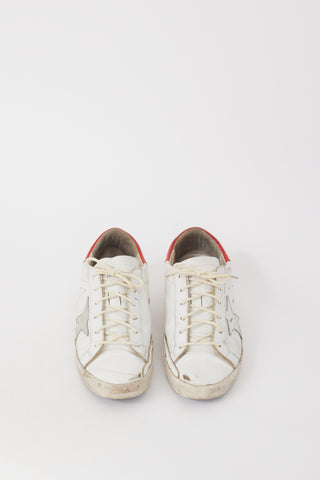 Golden Goose White & Red Leather Superstar Sneaker