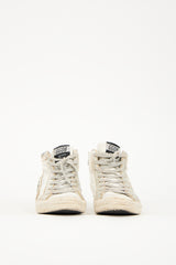 Golden Goose White & Silver Leather Slide Sneaker