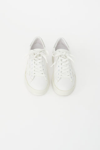 Golden Goose White Leather & Silver Glitter Pure Star Sneaker