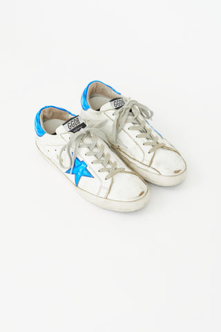 Golden Goose White & Blue Vinyl Superstar Sneaker