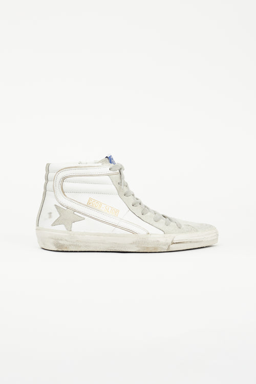 Golden Goose White & Grey Slide High Top Sneaker