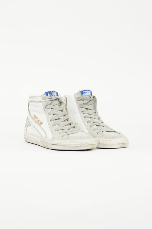 Golden Goose White & Grey Slide High Top Sneaker