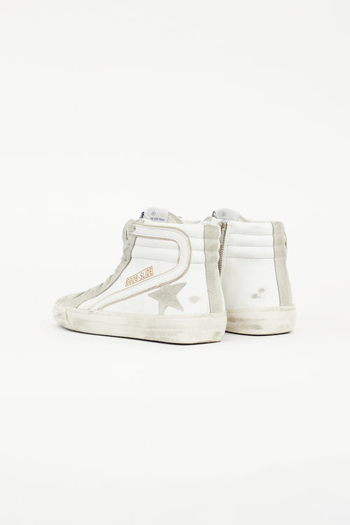 Golden Goose White & Grey Slide High Top Sneaker