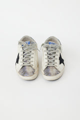 Golden Goose White & Navy Sequin Superstar Sneaker