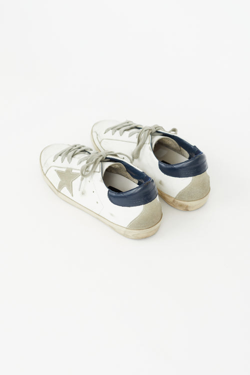 Golden Goose White & Navy Superstar Sneaker