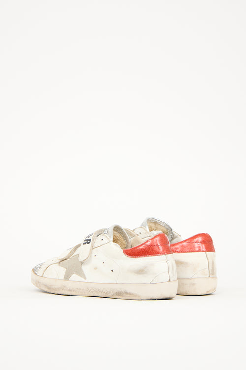 Golden Goose White & Silver Leather Glitter Old School Sneaker