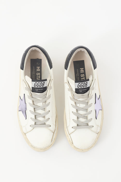 Golden Goose White Leather Hi Star Platform Sneaker