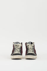 Golden Goose Burgundy & Multi Hair & Suede Slide Sneaker