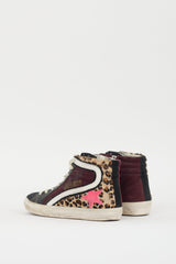 Golden Goose Burgundy & Multi Hair & Suede Slide Sneaker