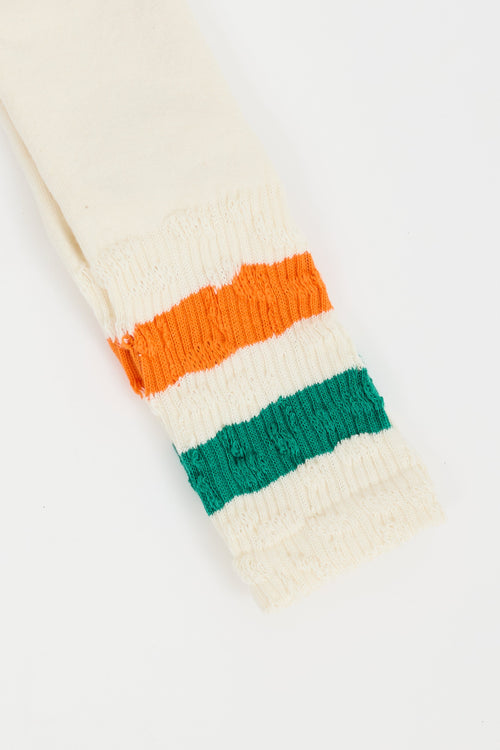 Golden Goose Cream & Multi Striped Rib High Socks