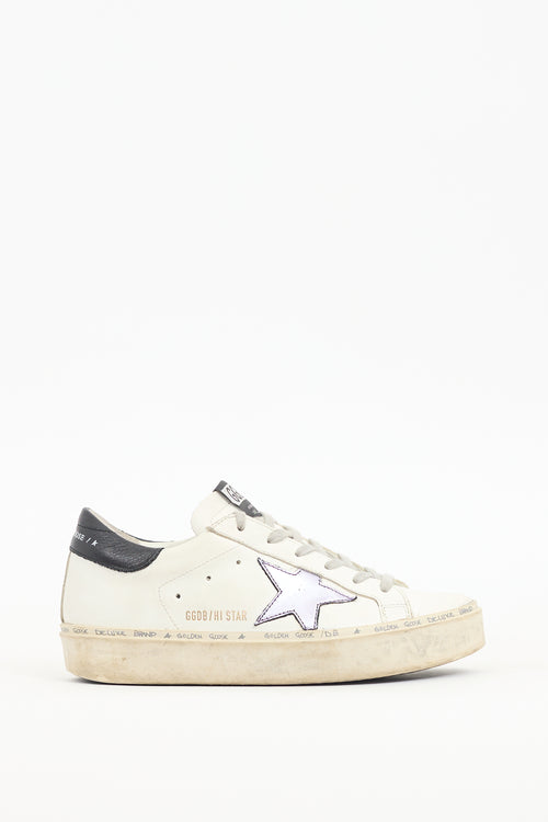 Golden Goose White Leather Hi Star Platform Sneaker