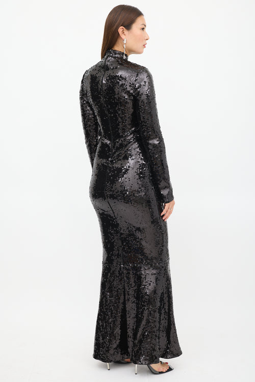 Good American Black Sequin Maxi Dress